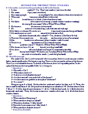 Đề cương ôn tập học kỳ I môn Tiếng Anh Khối 6